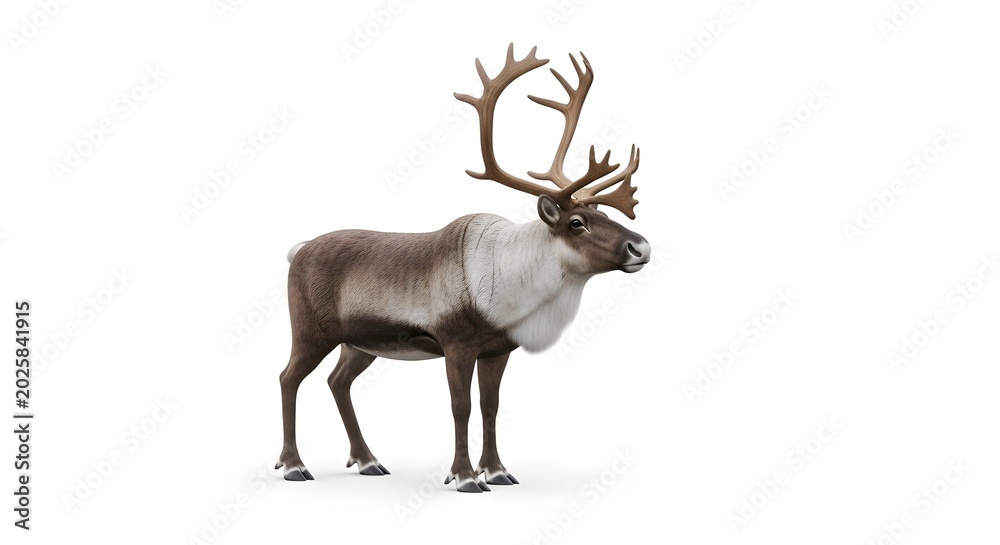 Obraz premium Majestic Reindeer with Large Antlers Standing Alone.