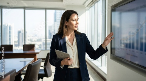 Businesswoman giving presentation in office conference room
