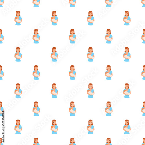 Картината върху платно Repeat pattern showing mothers cradling their newborns, depicting parenthood and