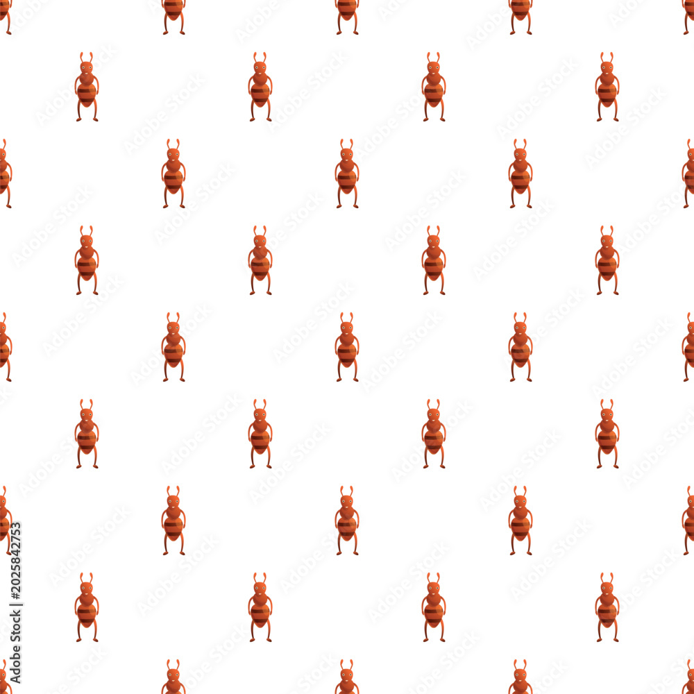 Fototapeta premium Cartoon brown ants arranged in a repeating pattern on a white background