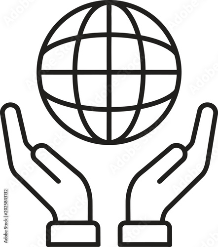 Hands cupped around a globe, symbolizing global protection