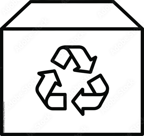 Recycling symbol on box icon with recycling container management