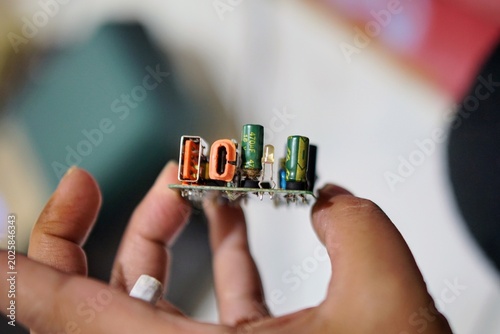 Fotografía Mini fast charging electronic circuit board with USB-C connector and compact technology components design