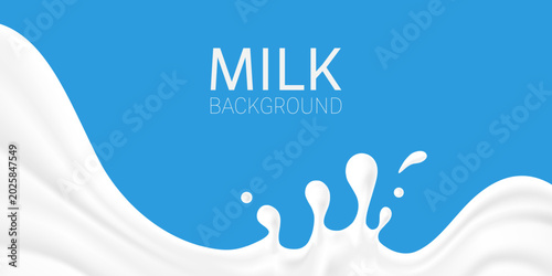3D milk splashes with droplets background vector illustration