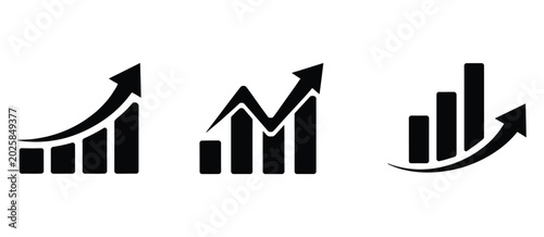 Growing bar chart icon vector, profit growth sign symbol, financial analytics and business success concept illustration