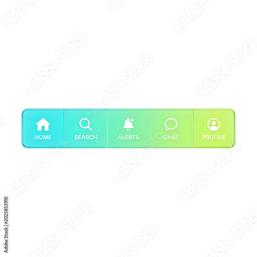 Minimalist Mobile App Navigation Bar Design with Home, Search, Alerts, Chat, and Profile Icons