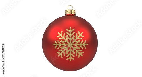 Red Christmas Ornament with Gold Snowflake Design for Holiday Decorations.