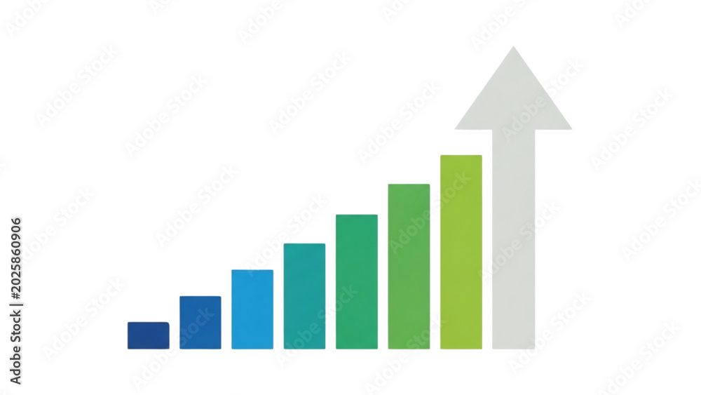 Fototapeta premium Rising Financial Growth Bar Chart Arrow SVG Transparent Background Business Vector Illustration
