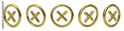 Photos Vector set of golden x in a ring shown from different angles