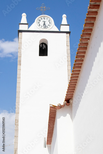Clock tower of the Church of nossa senhora da conceicao, near Cabanas de Tavira, Algarve, Portugal