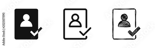 Schilderij op canvas Verified User Profile and Identity Check Document Icon Set