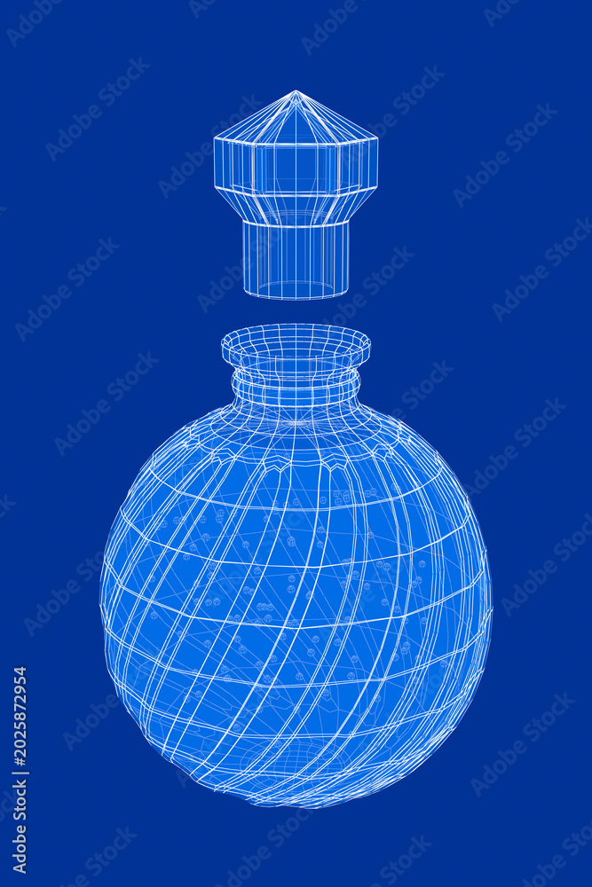 Fototapeta premium 3D wire-frame model of magic potion bottle