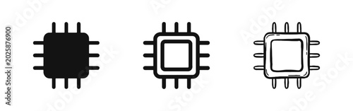 Fotografie Computer Processor Microchip and CPU Hardware Icon Set