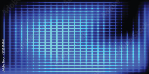 Tableau sur toile Abstract futuristic blue digital grid matrix with glowing light effect vector de