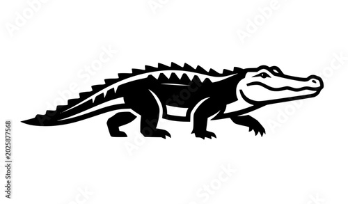 Fotografi Minimal alligator vector illustration isolated on white background
