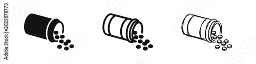 Quadro em tela Spilled medicine pill bottle healthcare icon set