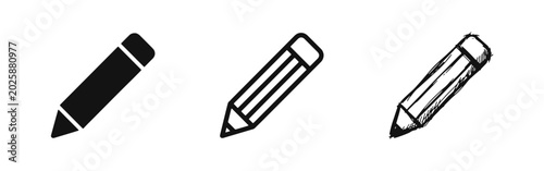Photos Drawing Pencil for Writing Sketching and Creative Design Icon Set