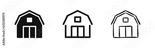 Bild auf Leinwand Barn Icon Set Representing Agriculture and Rural Farming Storage