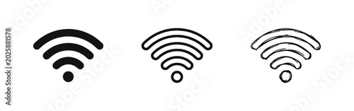 Obraz na płótnie Wireless Network Signal Wifi Connection Icon Set in Three Styles