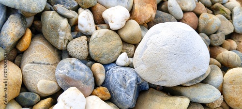 Photos Subtle shadows dancing across a bed of smooth river stones