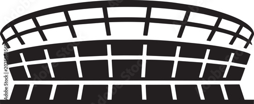 Foto Stadium structure silhouette, abstract architectural design in black and white a