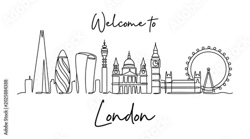 London skyline illustration - Welcome to London, line art silhouette
