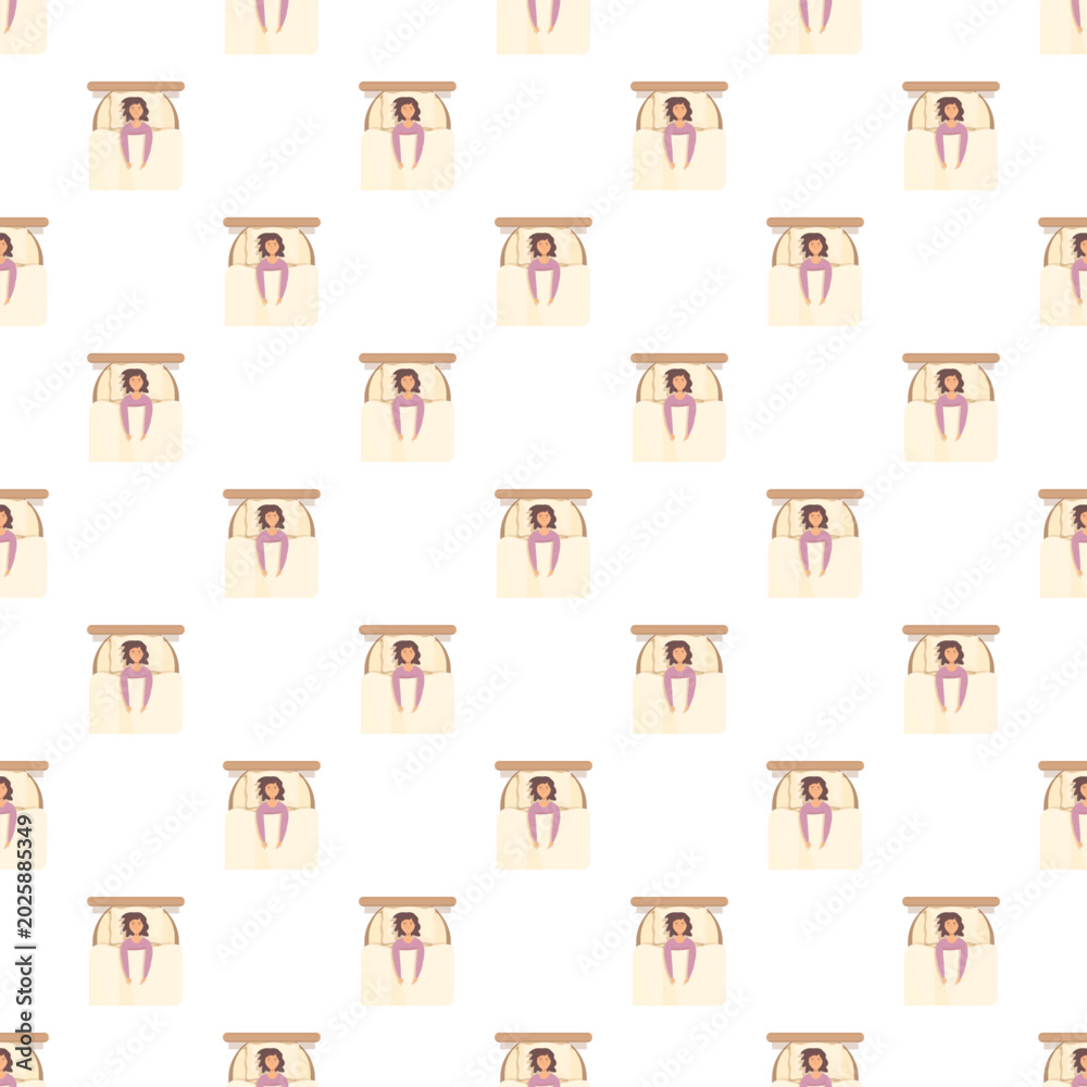 Fototapeta premium Woman lying asleep in bed creating a seamless pattern for background or textile fabric