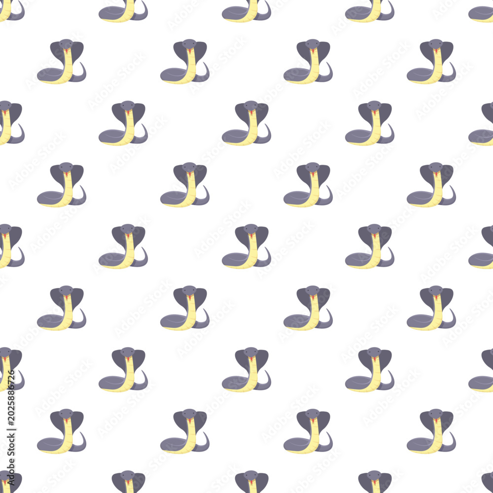 Fototapeta premium Repeating cute cobra snakes on a white background creating a seamless pattern