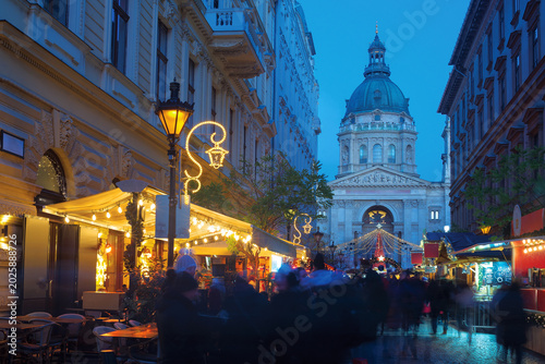 St. Stephen's Basilica Christmas Market Budapest Night