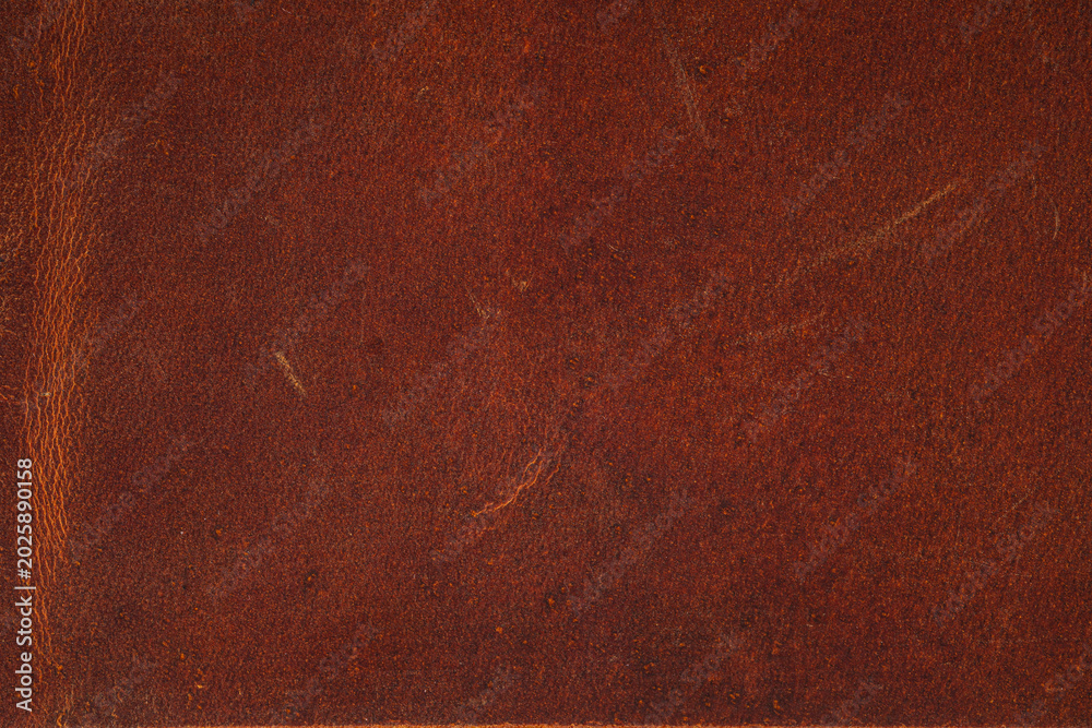 Fototapeta premium Close up of rich brown textured leather with natural wrinkles for backgrounds