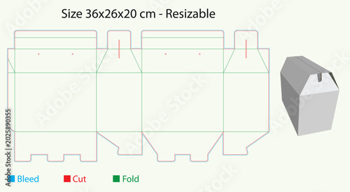 Vászonkép Gift box - Bag Packaging, carry-on rope, lock bottom, Lock Bottom Packing - Diel