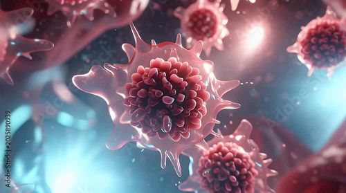 3D Rendering of Viral Pathogen Cells in Microscopic Environment