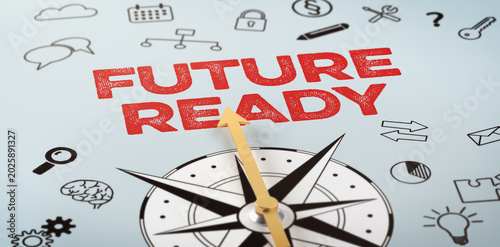 A compass with text and icons - Future Ready