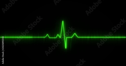 Glowing neon heartbeat monitor ECG gradient line with black background animation. Featuring HUD elements gradient neon heartbeat signal icon animation