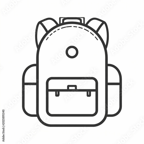 Simple line art icon of a modern school backpack.
