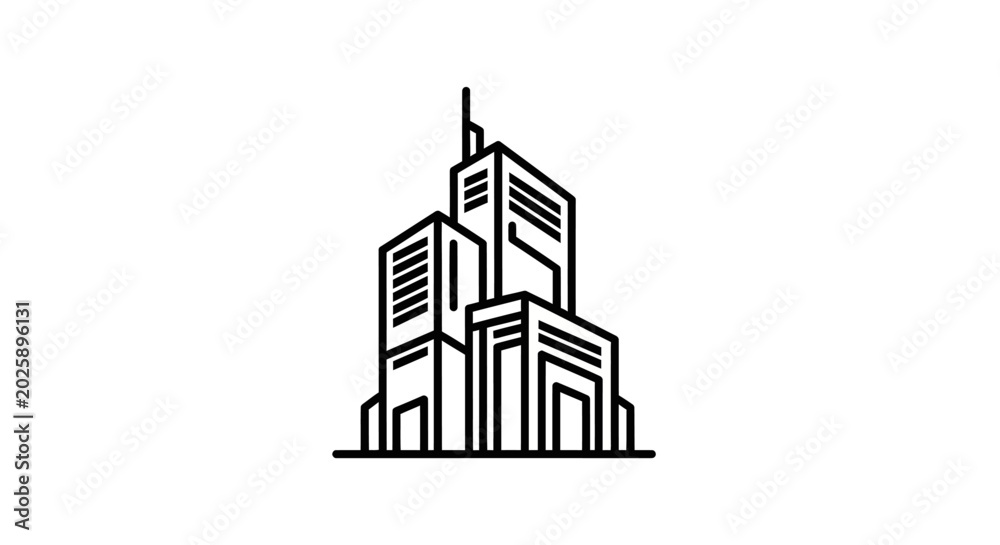 Naklejka premium Modern city buildings vector illustration for business or architecture design