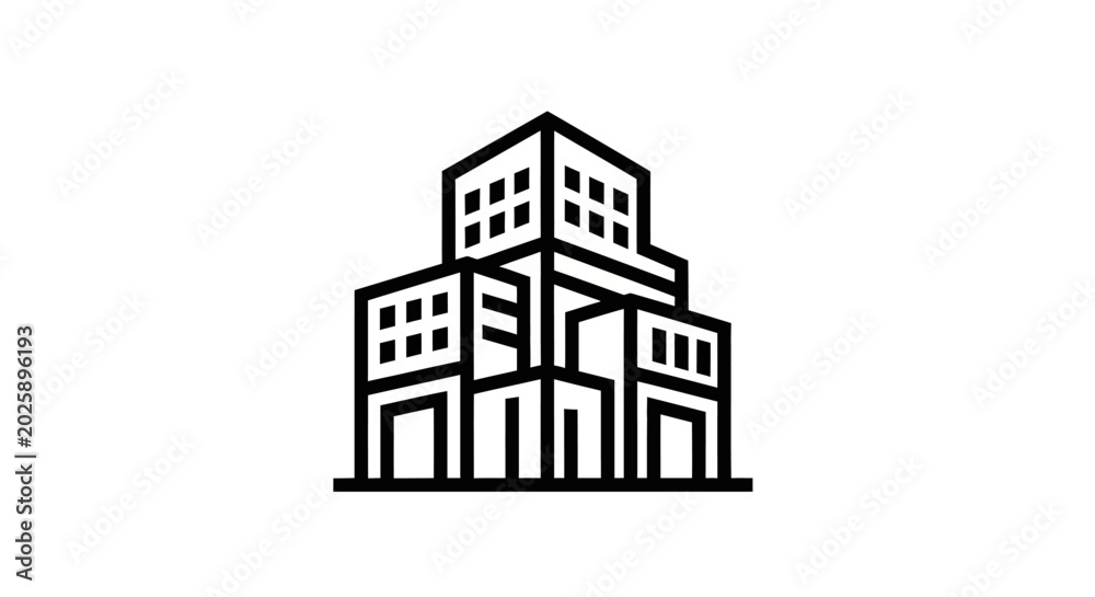 Naklejka premium Modern building outline illustration architecture and business concept