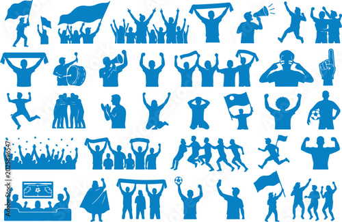 Foto soccer fan celebration silhouette bundle football supporter crowd cheering icons