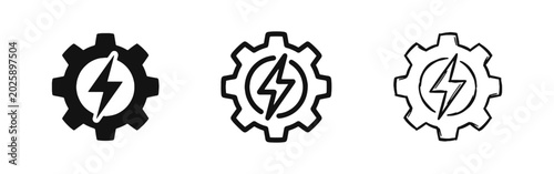 Cuadro en lienzo Gear with Lightning Bolt Icon Set for Energy Power and High Performance Settings
