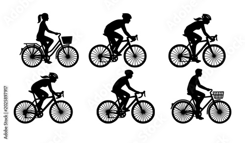 Bild auf Leinwand Modern flat design cyclist vector illustration set with colorful urban commuter
