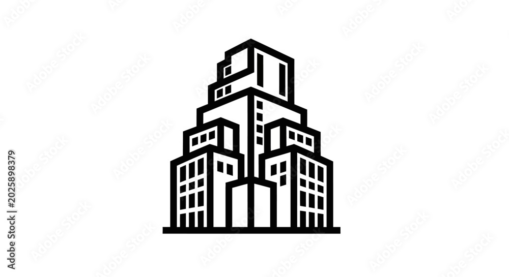 Naklejka premium Modern abstract building icon black and white design architecture