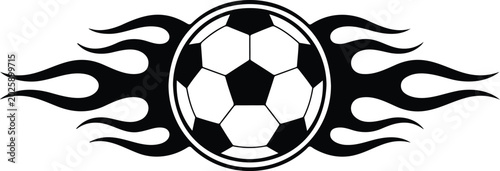 Black tribal flame soccer ball vector illustration design element for football sports logo decal vinyl sticker isolated on white background