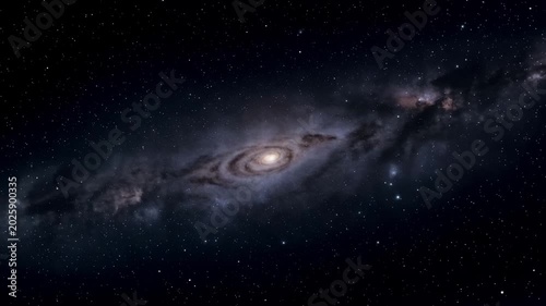 Starry night sky with galaxies, nebulae and planets in a dark cosmic universe 4k animation background video