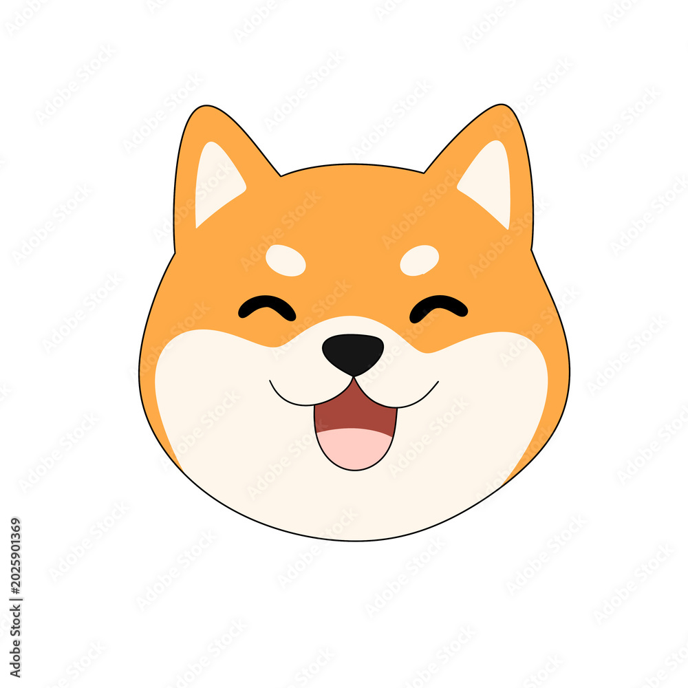 Fototapeta premium Shiba Inu Dog Head Illustration