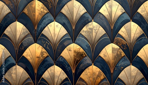 Rich art deco fan pattern