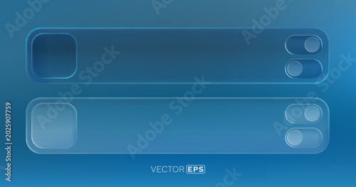 Tableau sur toile Modern blue neumorphic interface elements with toggle buttons.
