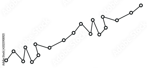 Tableau sur toile Data points line graph in minimalist style on white background for analytics