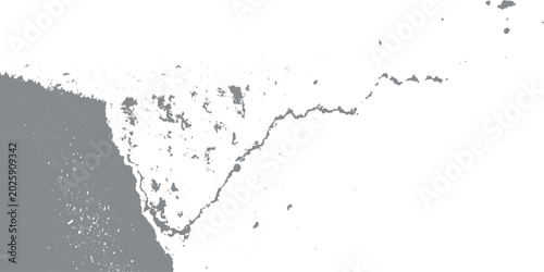 Quadro su tela Abstract map like pattern of gray landmass shapes and islands on white backgroun