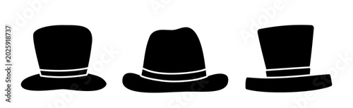 Foto Classic Fedora and Top Hat Vector Icons Set