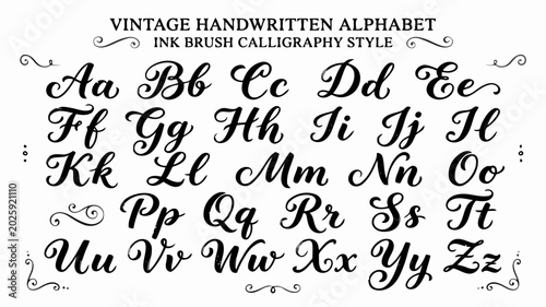 Tableau sur toile Alphabet letters in cursive script